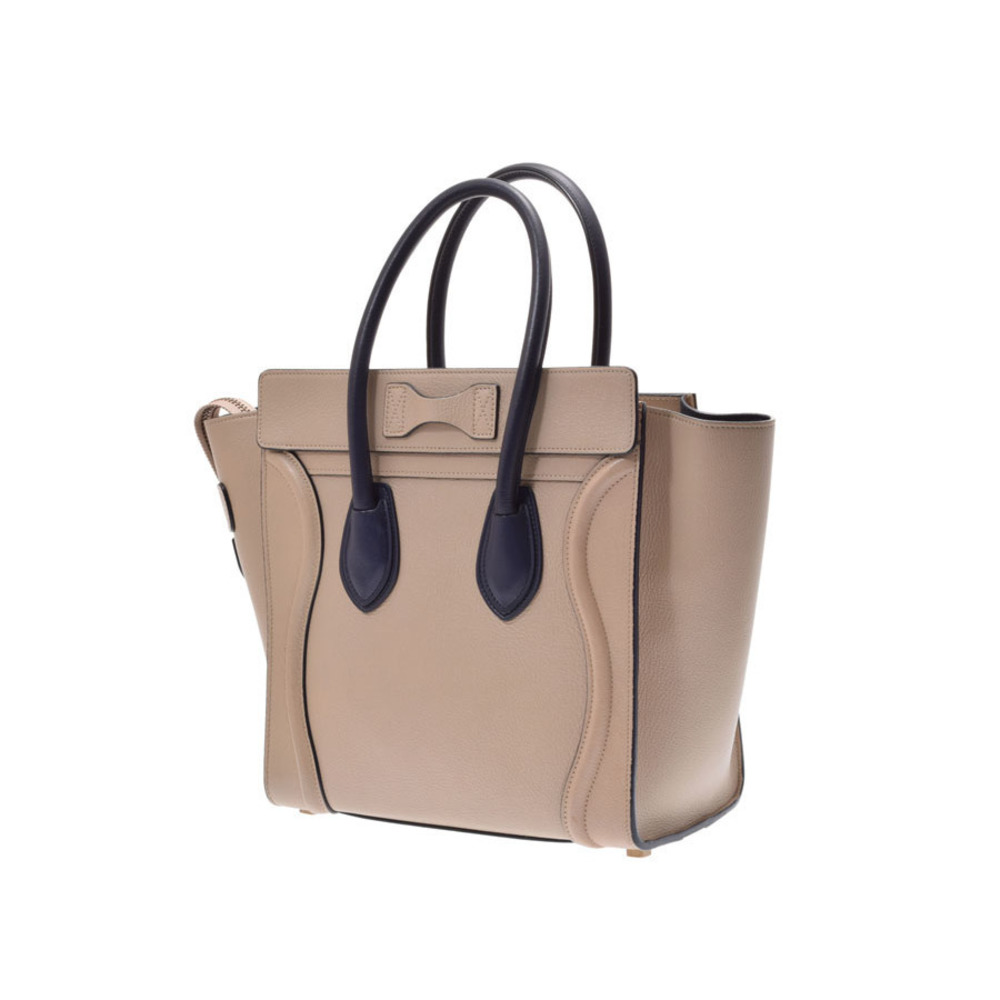 Celine Shopper Handbag Luggage Leather Micro Beige Blue Navy - Picture 2 of 12